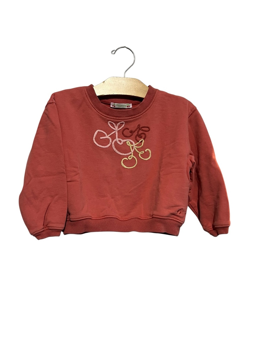 Bonpoint Crewneck Sweatshirt Girls 3T Embroidered Cherries
